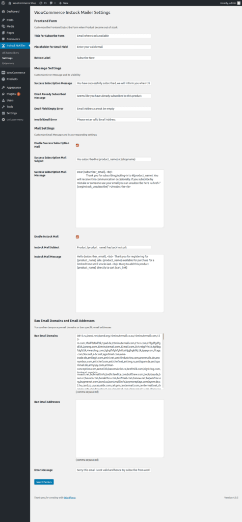 Ban Emails - Back In Stock Notifier for WooCommerce screenshot 1