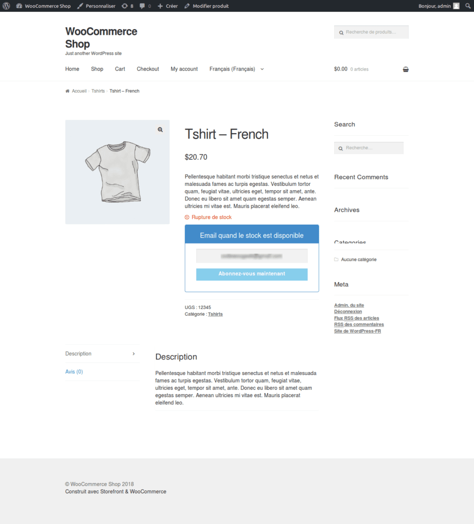WPML - Back In Stock Notifier for WooCommerce screenshot 1