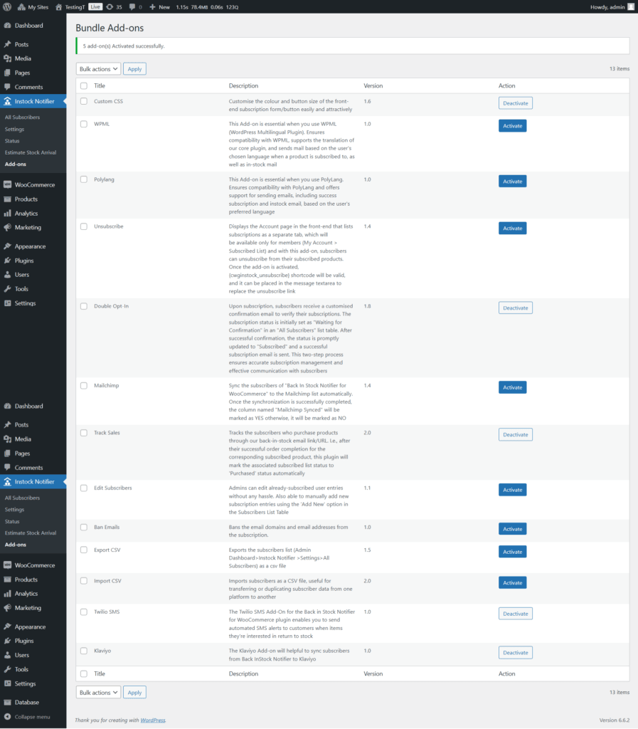 Bundle Add-ons - Back In Stock Notifier for WooCommerce screenshot 2