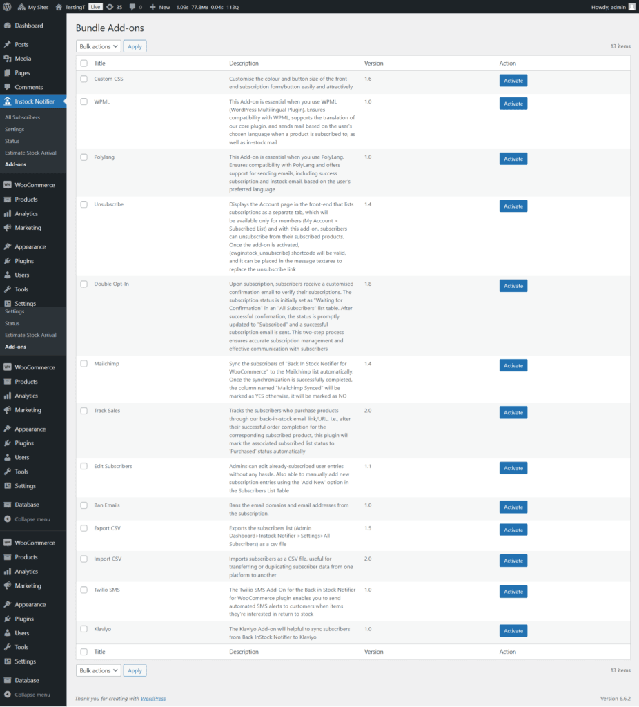 Bundle Add-ons - Back In Stock Notifier for WooCommerce screenshot 1