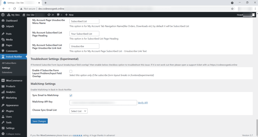 Mailchimp - Back In Stock Notifier for WooCommerce screenshot 2