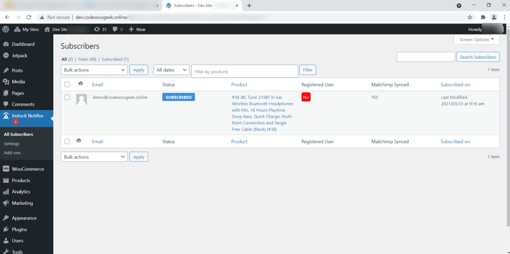 Mailchimp - Back In Stock Notifier for WooCommerce screenshot 4