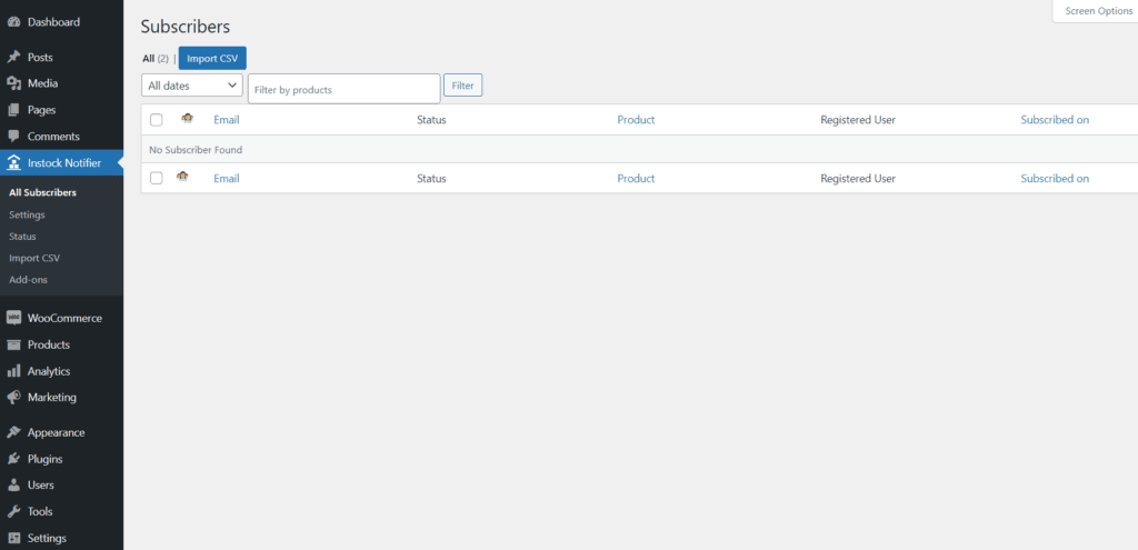 Import CSV - Back In Stock Notifier for WooCommerce screenshot 1