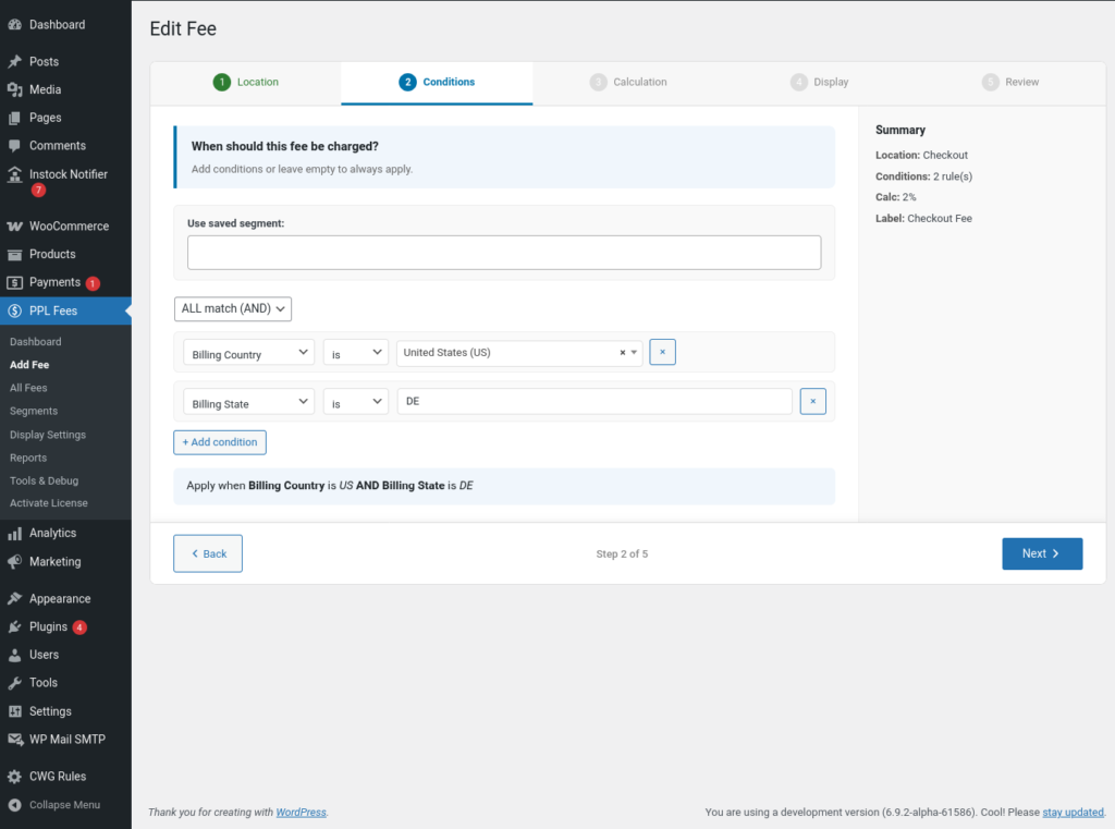 Extra Fees for WooCommerce screenshot 15