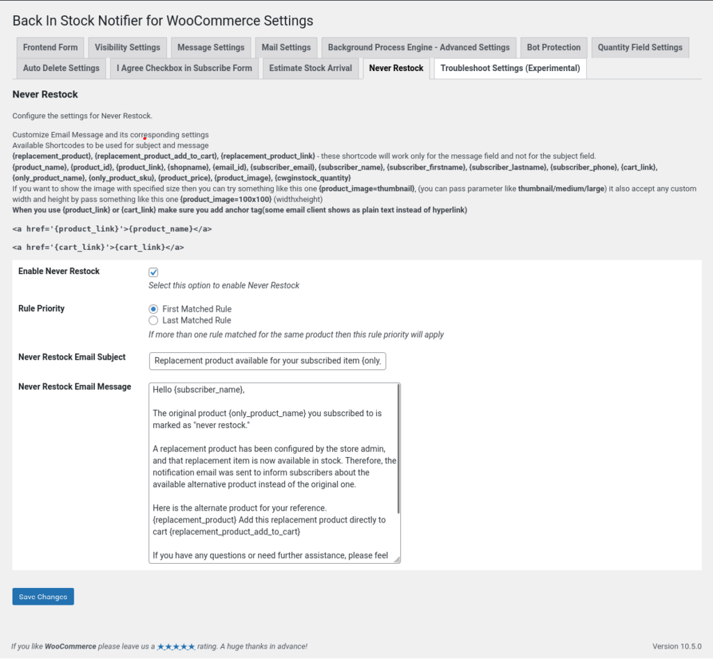 Never Restock - Back In Stock Notifier for WooCommerce screenshot 1
