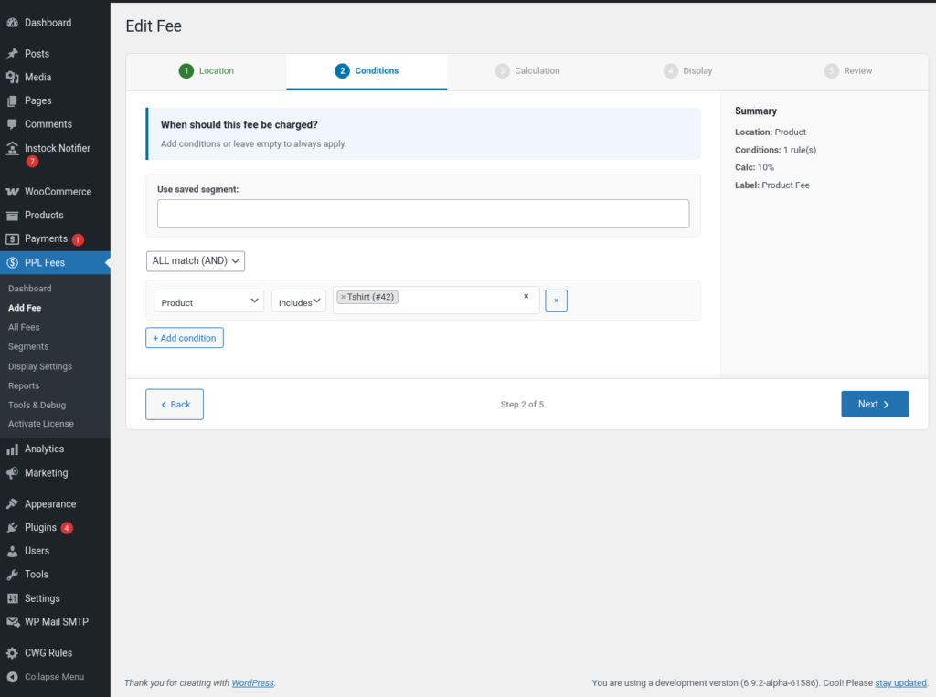 Extra Fees for WooCommerce screenshot 2