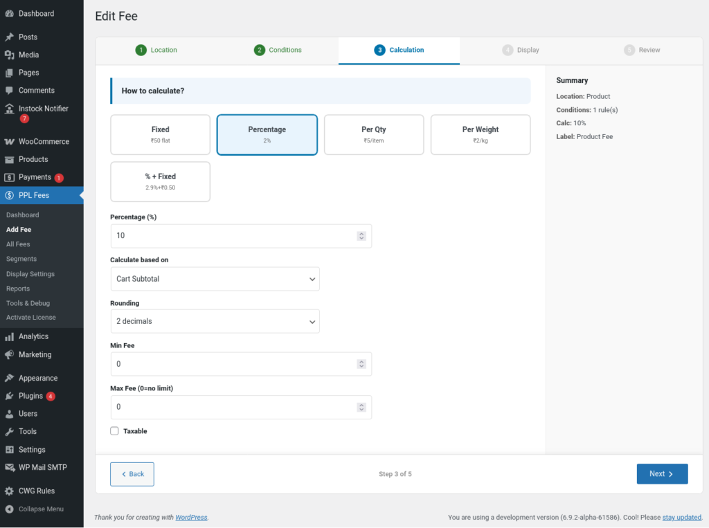 Extra Fees for WooCommerce screenshot 3